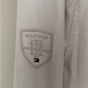TOMMY HILFIGER Beige Nylon Shell Rain Jacket Full Zip Hooded Windbreaker
